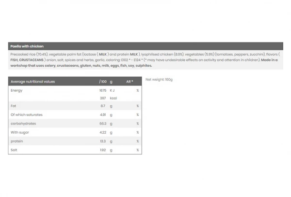 Repas Lyophilisé MX3 Paëlla Au Poulet 160g 2 Repas Lyophilisé MX3 Paëlla Au Poulet 160g – Image 2