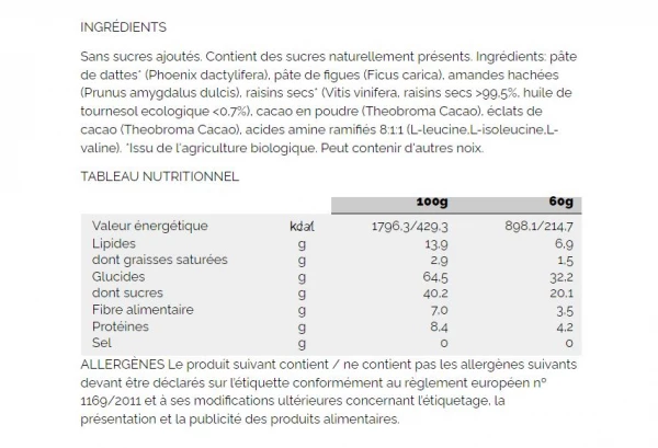 Barre énergétique 226ers Endurance BCAAs Chocolat 60g 2 Barre énergétique 226ers Endurance BCAAs Chocolat 60g – Image 2