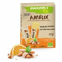 4 Barres énergétiques Overstims Amelix Bio Orange Confite