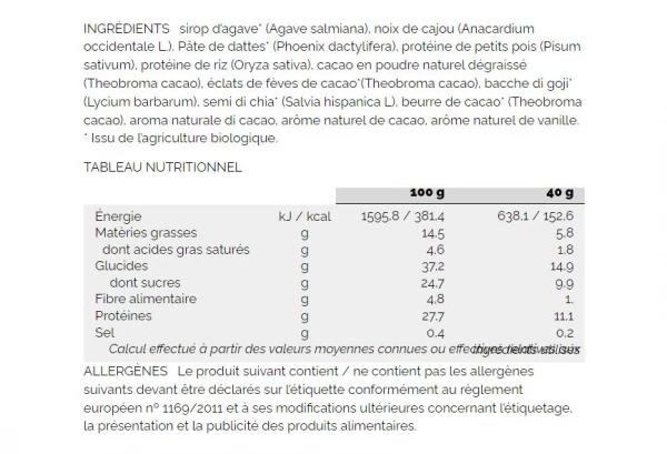 Barre Protéinée 226ers Vegan Protein Chocolat Noix 40g 2 Barre Protéinée 226ers Vegan Protein Chocolat Noix 40g – Image 2