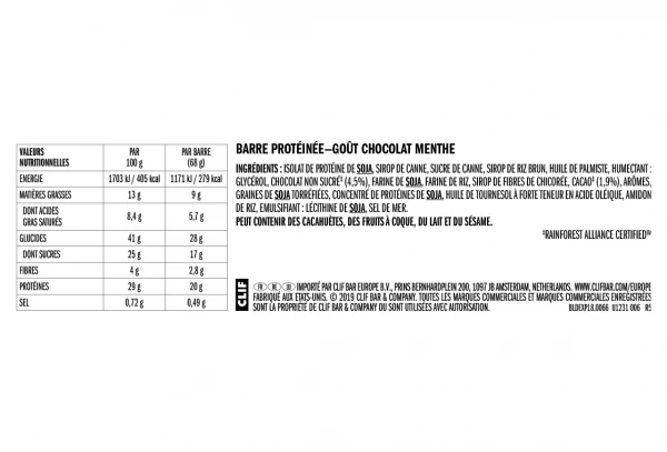 Barre Protéinée CLIF BAR Builder's Chocolat Menthe 68g 2 Barre Protéinée CLIF BAR Builder's Chocolat Menthe 68g – Image 2