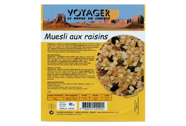 Petit Déjeuner Voyager Muesli Pocket Aux Raisins 80g 1 Petit Déjeuner Voyager Muesli Pocket Aux Raisins 80g