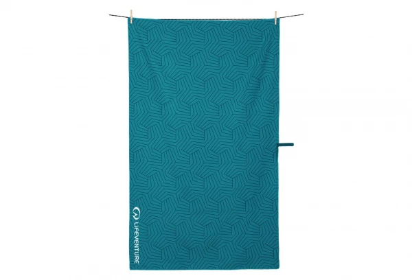 Serviette Microfibre Lifeventure SoftFibre Printed Recycled Turquoise Geometric Teal 2 Serviette Microfibre Lifeventure SoftFibre Printed Recycled Turquoise Geometric Teal – Image 2