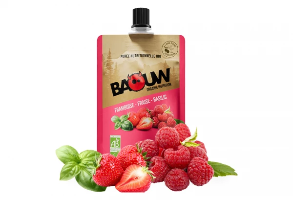 Purée énergétique Bio Baouw Framboise-Fraise-Basilic 90g 1 Purée énergétique Bio Baouw Framboise-Fraise-Basilic 90g