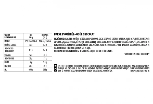 Barre Protéinée CLIF BAR Builder's Chocolat 68g 2 Barre Protéinée CLIF BAR Builder's Chocolat 68g – Image 2